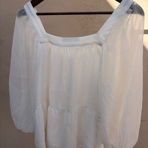 Abercrombie & Fitch - Crepe White Balloon Sleeve Blouse - Sz M - Picture 2 of 2